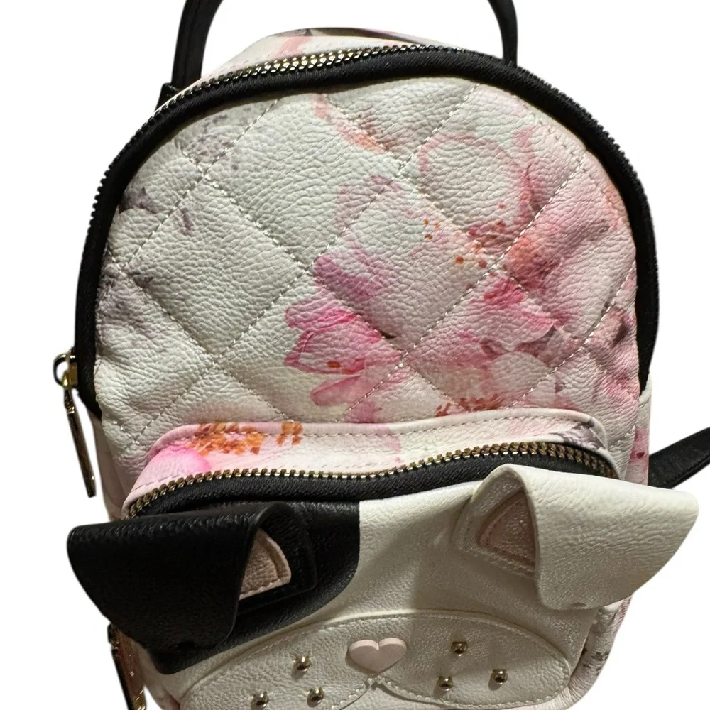 Betsey Johnson Floral Dog Face Mini Backpack/ Purse in Light Pink - Picture 5 of 10